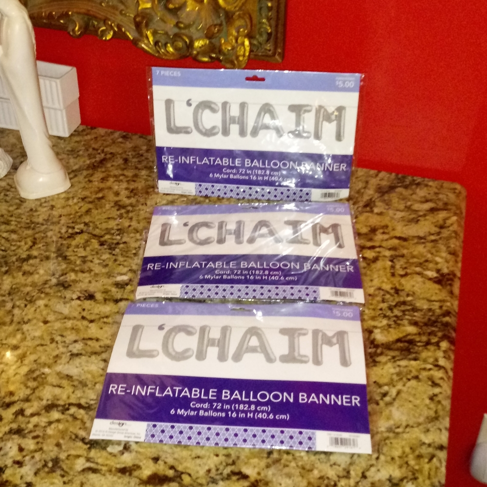 1212 L'CHAIM 3Pk Re-Inflatable Balloon Banner